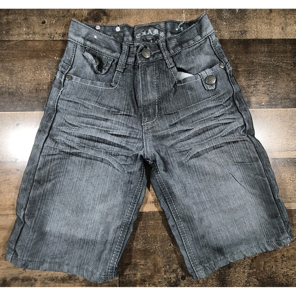 Vintage Y2K Jean Shorts Jorts Youth Boys 5 Gray Distressed Grunge 2000s 9" Long